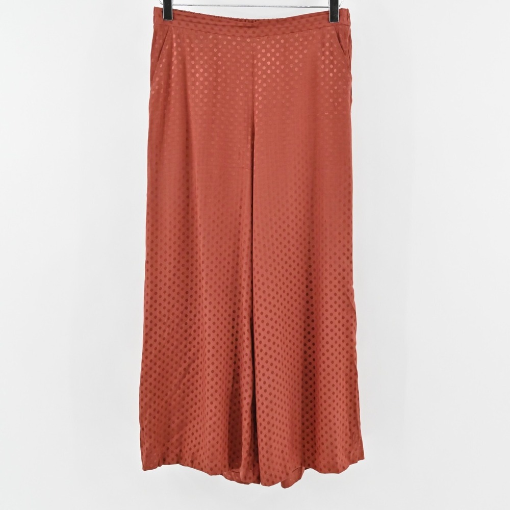 ANTHROPOLOGIE Wide Leg Pants Womens Size‎ S Dolan Rust Polka Dot Crop Pull On